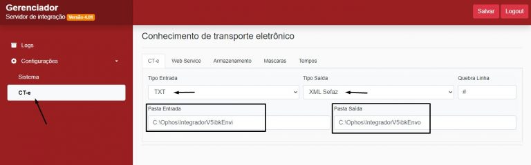 configuração integrador v5 - Config CTe